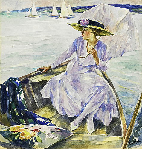 Edward Cucuel - Dame im Boot